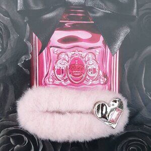 Women Silver Pink Faux Fur Heart Hair Clip Pin Girls Casual Accessory Gift